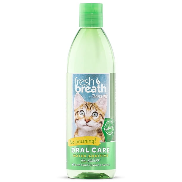 TropiClean Fresh Breath Oral Care Water Additive for Cats, 16oz Made