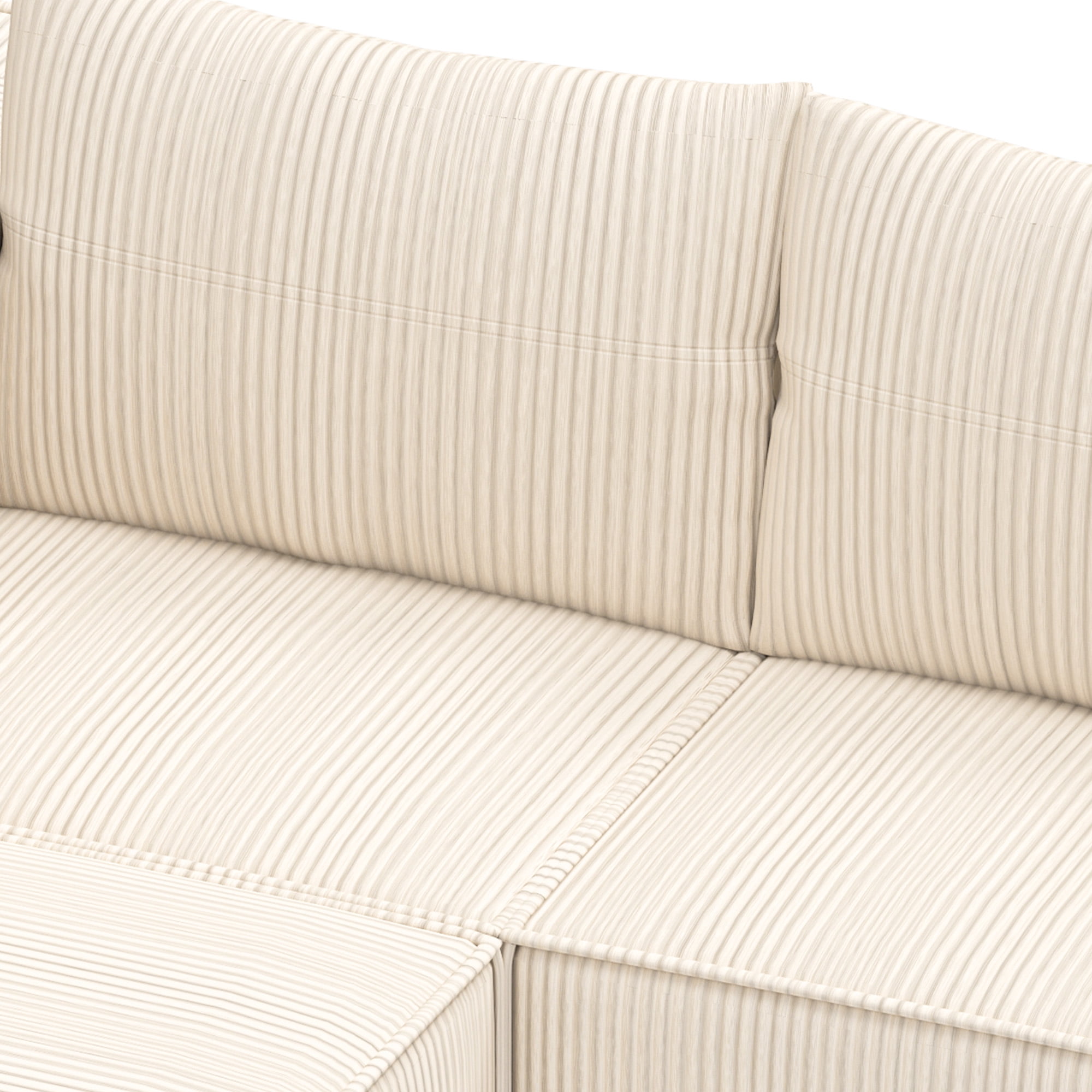 Uforic Cloud Sectional Sofa Couch with L-Shape Chaise, Deep Seat, 4 Pillows, Corduroy Upholstery for Indoor, White