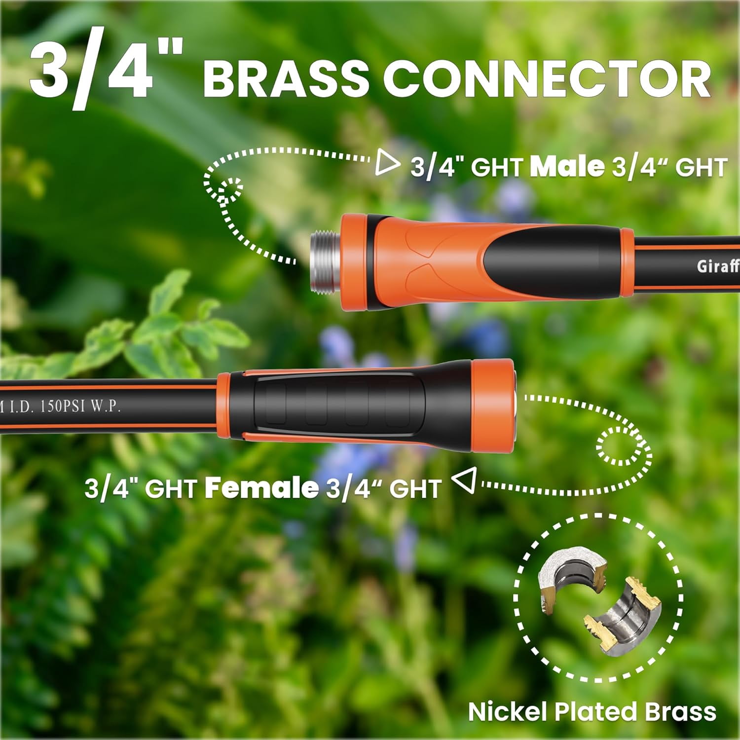 Giraffe Tools Lightweight Hybrid Garden Hose 100ft x 5/8" Male to Female with Swivel Handle