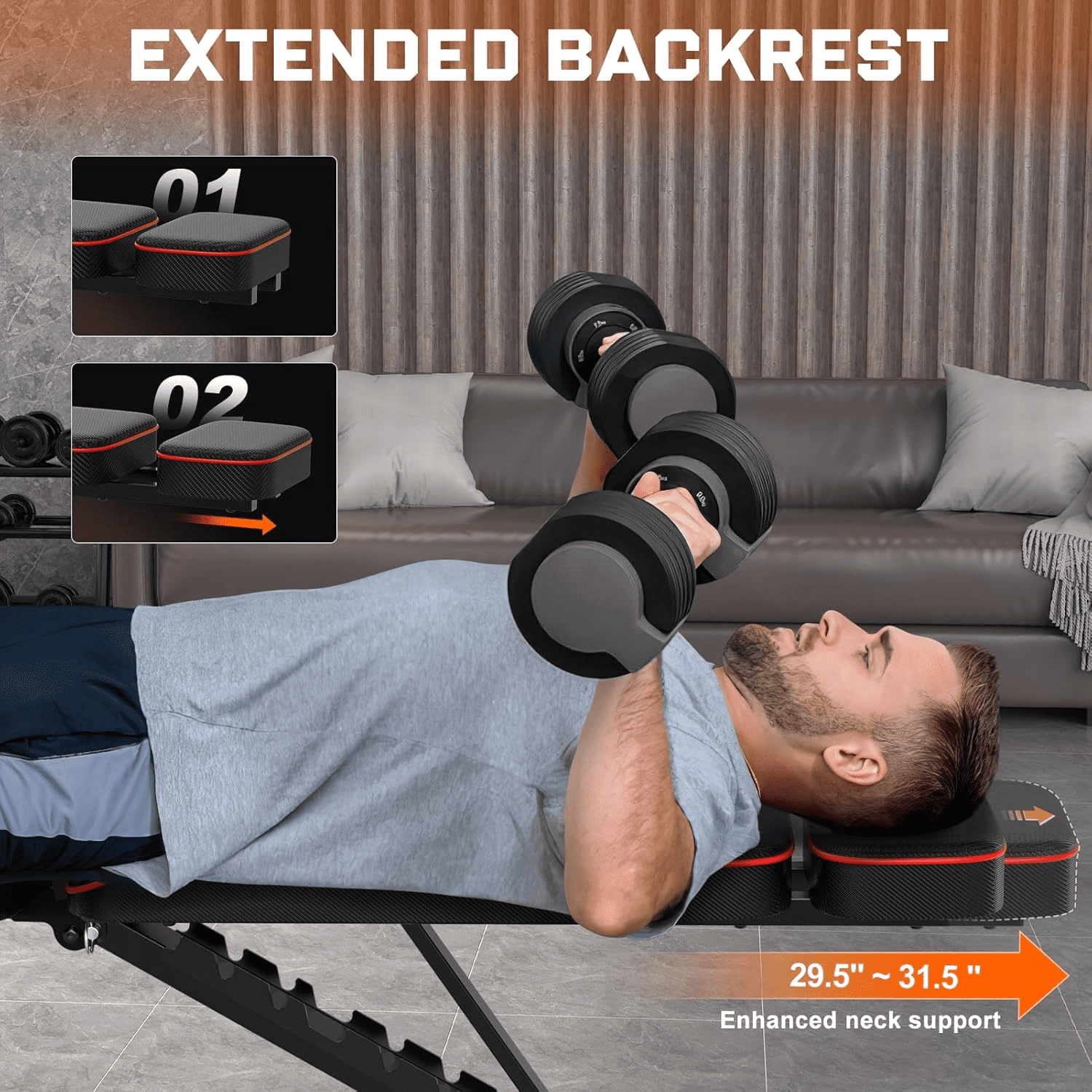 Wostoo Foldable Weight Bench, 800lbs Adjustable Workout Bench for Home Gym Strength Training Multi-Purpose Sit up Bench Press for Full Body Workout