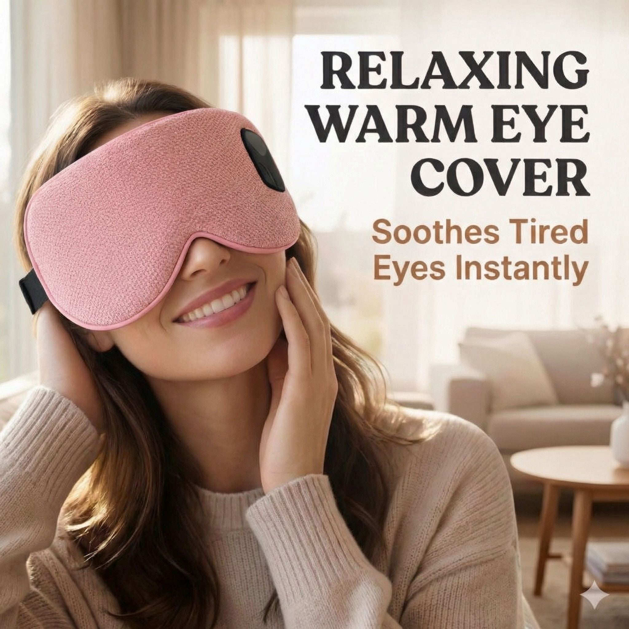 FACEMOON 1 Pack Adult Cordless Heated Sleep Mask – Rechargeable Natural Flaxseed Moist Heat | Comfort Eye Relaxation for Sleep | Pink