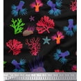 thumbnail image 1 of Soimoi Cotton Duck Fabric Coral & Starfish Ocean Print Fabric by the Yard 42 Inch Wide, 1 of 1