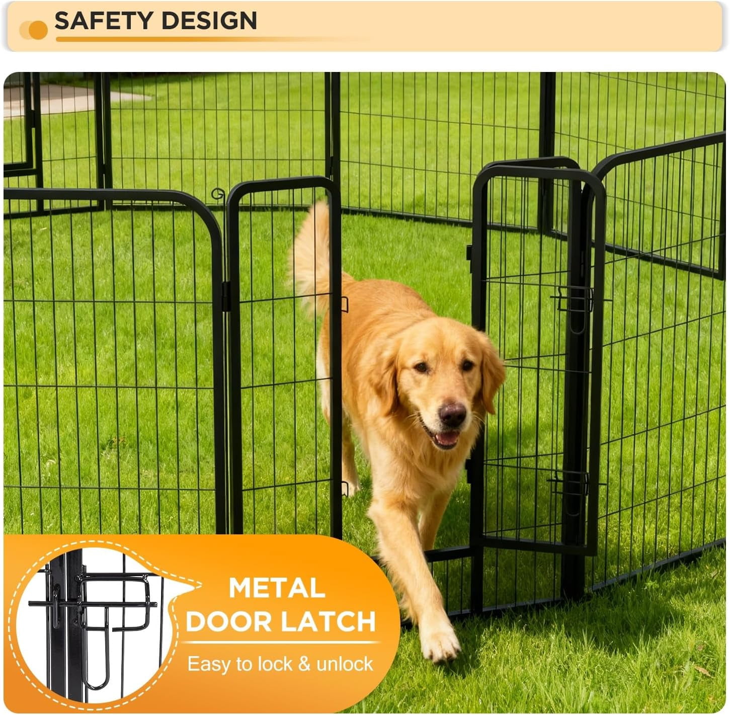 Indoor Dog Playpen,40inch 16 Panels Dog Pen Fence Outdoor Pet Playpen Pet Exercise Pen for RV Camping Yard, Black