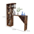thumbnail image 6 of Benjara Bar Height Table- Glass Racks w Bottle Holders- 73" Classic Brown, 6 of 6