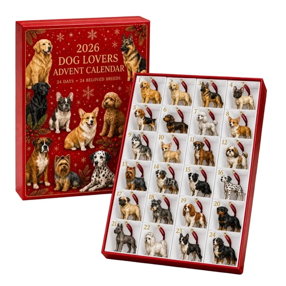 MInHoues Christmas Dog Lovers Advent Calendar 2026, 24 Days of Christmas Countdown Calendar with 24PCS Dog Lovers 2D Acrylic Hanging Ornaments, Xmas Gift for Dog Lovers Kids Adults Pet Owners Family