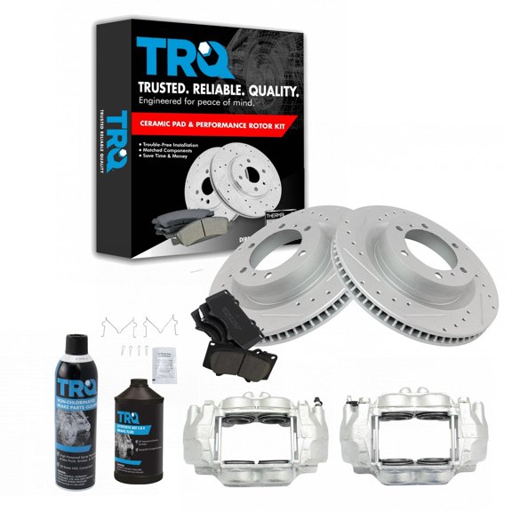 TRQ Front Ceramic Brake Pads Performance Rotors & Calipers Kit for GX460 4Runner BKA19311 Fits select: 2010-2015 TOYOTA 4RUNNER, 2010-2015 LEXUS GX