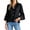 Black, variant on Turn-down Collar Women Casual Lace Hem Button Blouse 3/4 Sleeve Tops