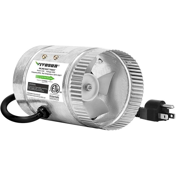 4 inch Inline Duct Fan 100 CFM, HVAC Exhaust Intake Fan, Low Noise