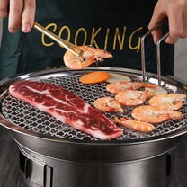 UPOUART Stainless Steel Round Barbecue Grill Net with Handle Durable Indoor Mesh for Even Cooking