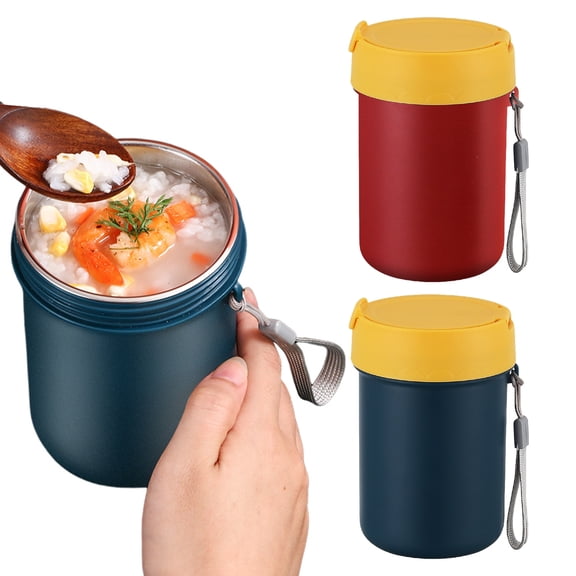 Queroig 500ML Insulated Soup Cup with Buckle Lid Vacuum Food Jar Leakproof Wide Mouth Design Stainless Steel Lunch Container for Hot Food