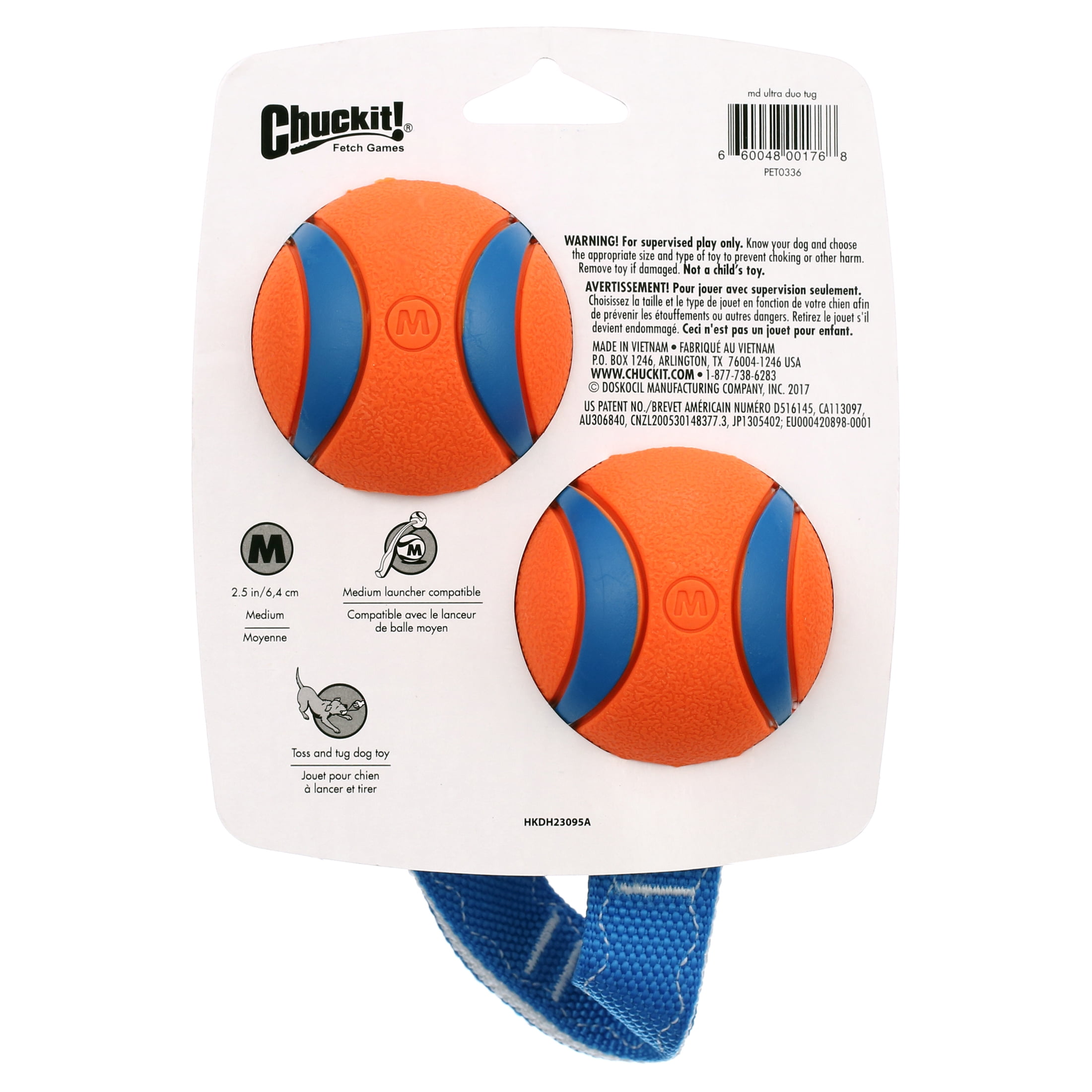 Chuckit Ultra Duo Tug Shake Toss Rubber Balls with Nylon Strap Fetch Dog Toy Medium Pack of 1 Walmart