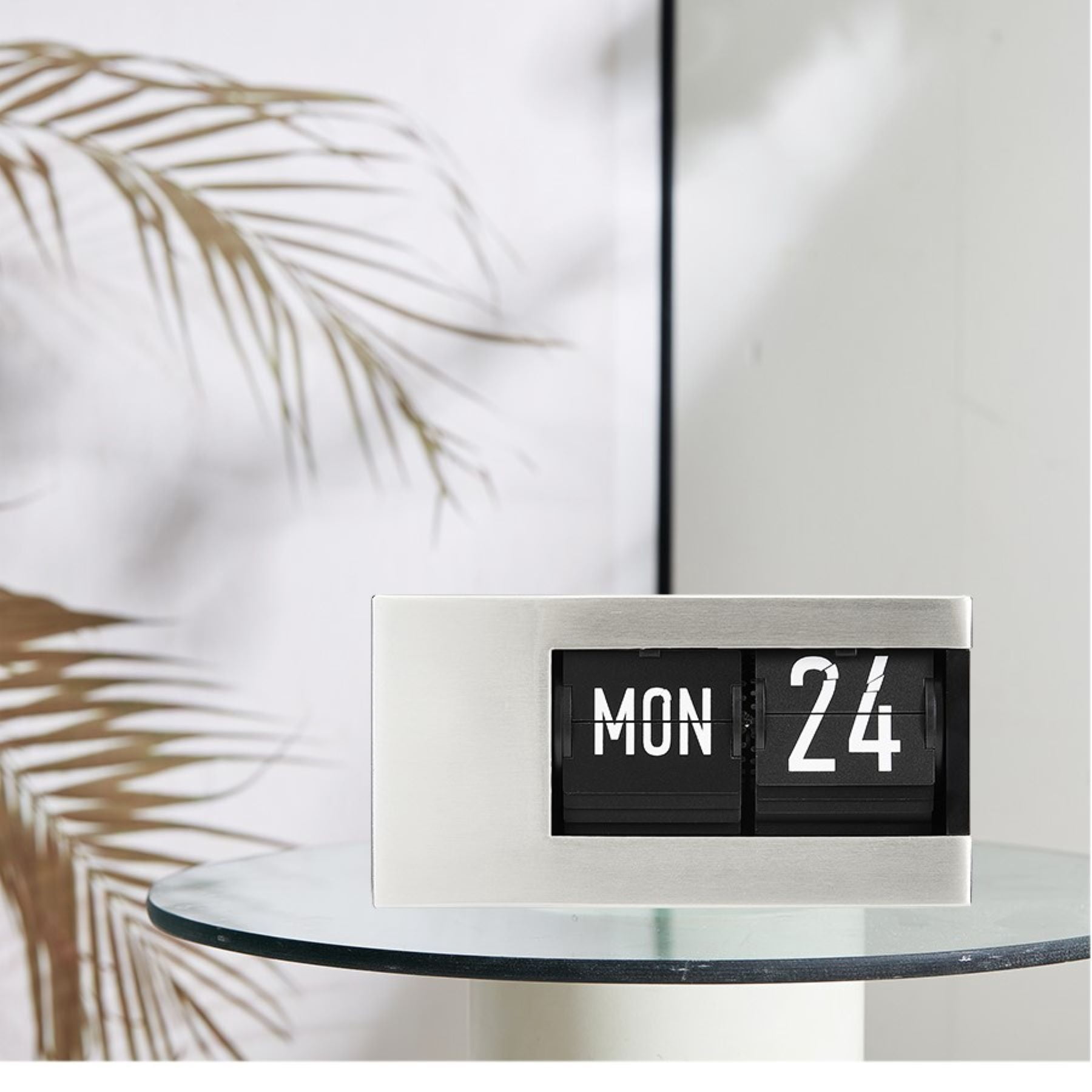 ITIGOITIE  Modern Flip Clock,Desktop decoration,Fashion calendar page turning clock,Silver