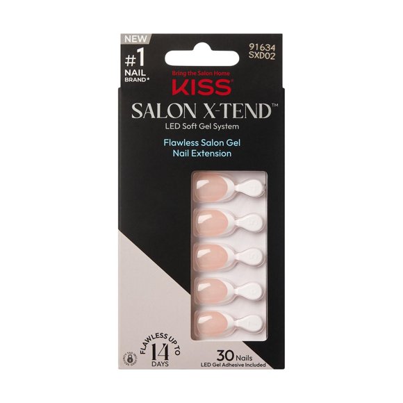 KISS Salon X-tend LED Soft Gel System Decorated Nails, Nonsense, Short Almond