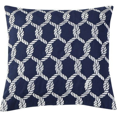 Vcny Home Navy White Montauk Nautical Rope Embroidered 18 X 18