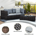 thumbnail image 3 of Grezone 3 Pieces Patio Furniture Set, All Weather Outdoor Sectional PE Rattan, Patio Conversation Sets with Cushions and Glass Coffee Table for Garden Lawn Balcony Porch Deck, Gray, 3 of 6