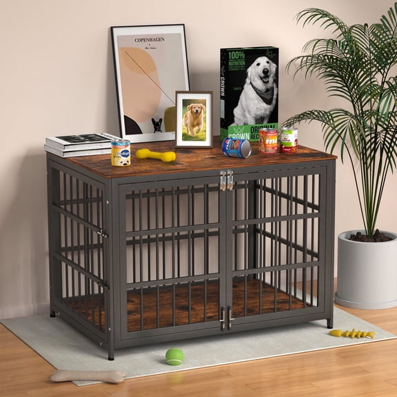 TIME RAY 42 inch Dog Crate Furniture,Wood Dog Kennel for Medium Dogs and Dog Kennel Indoor for Home Use,Antique Black