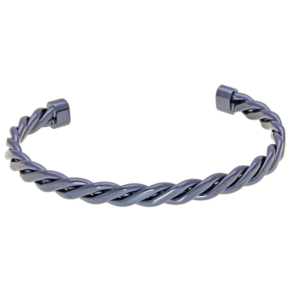 Gray Ion Plated Stainless Steel Braided Cuff Bangle - 8.5 Inch