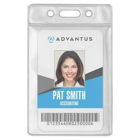 Advantus, AVT75684, Vinyl ID Badge Holders, 50 / Pack, Clear