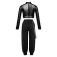 thumbnail image 2 of YONGHS Kids Girls Hip Hop Dance Costume Outfits Long Sleeve Sequin Crop Top with Cargo Pants Set Black 10, 2 of 5