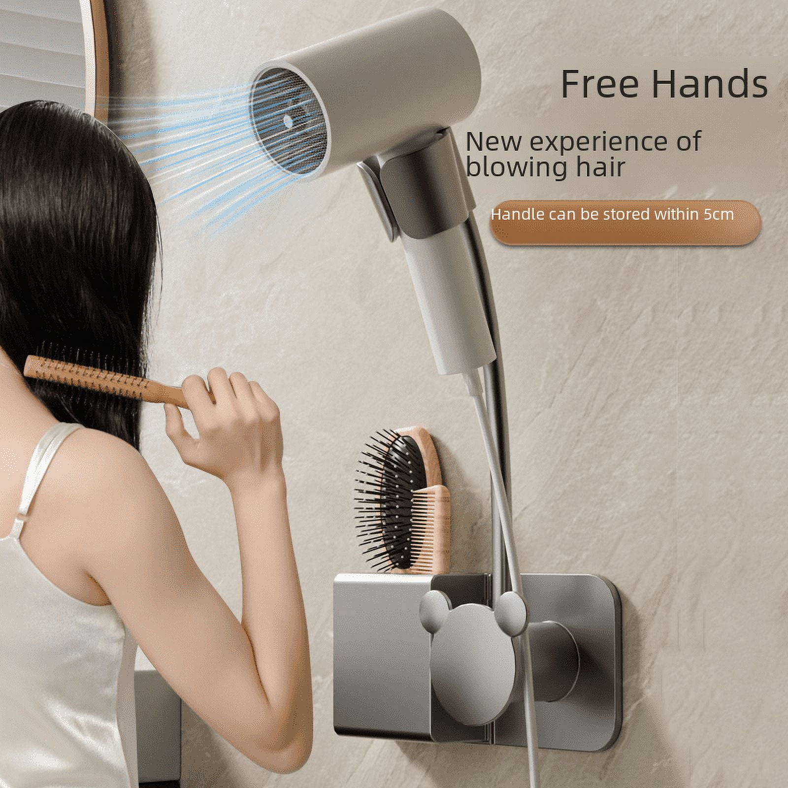 Soporte para secador de pelo Lazy, sin perforaciones, resistente