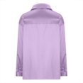 thumbnail image 3 of Lovskoo Long Sleeve Shirts for Women Satin Button Down Shirt Casual Print T-Shirts Single Breasted Fall Spring Loose Shirt Tops Blouse Purple, 3 of 6