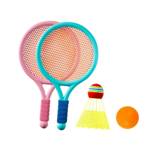 Langgg Kids Rackets Badminton Set Children Shuttlecocks Lightweight Indoor Outdoor Fun Activity Gift Badminton Rackets Park Blue and Pink 39x19.5cm