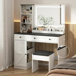 Penley Upholstered Vanity Bench White and Silver One Size Walmart