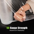 thumbnail image 3 of Plastic Wrap Stretch Film Roll - 1000ft 60 Gauge Industrial Strength 15 inch Wide Clear Plastic Wrap Roll with Handles for Pallet Wrapping Shipping Moving - Clear, Pack of 1, 3 of 7