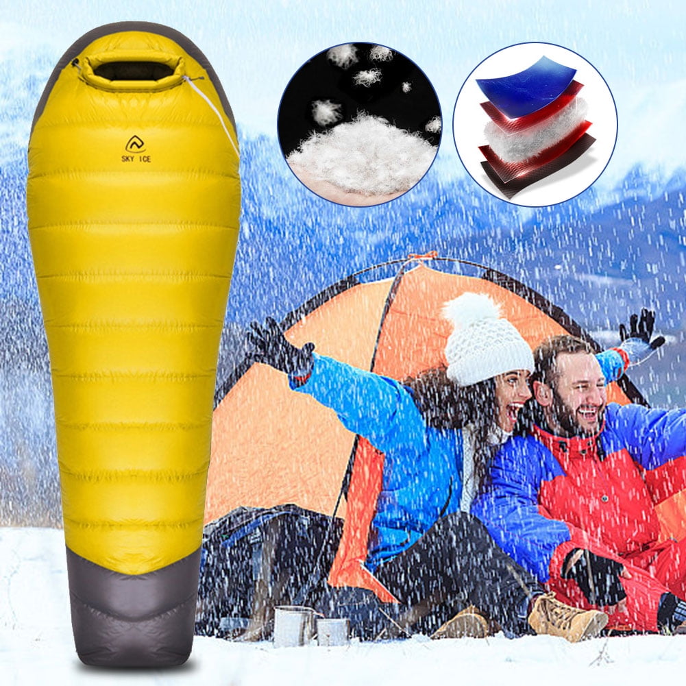 BLEEUS Goose Down Camping Sleeping Bag Ultralight For Outdoor Indoor Camping Supplies (Yellow 600g)
