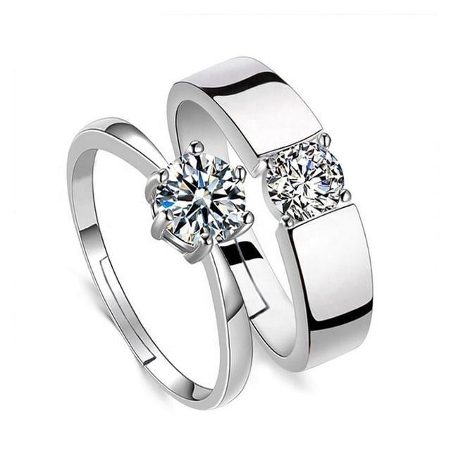 Anillos ajustables para pareja Elegant Love Illusion de plata 925