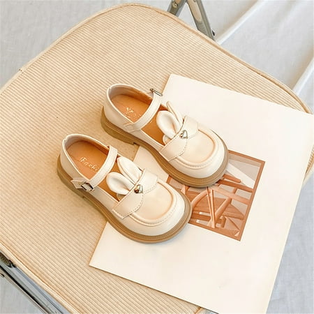 

NIUREDLTD Toddler Kids Grils Dress Shoes Girls Leather Rabbit Design Soft Round Toe Princess Dress Flat Shoes(Little Kid/Big Kids) PU Leather Princess Shoes A 26