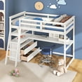 thumbnail image 2 of Euroco Twin Loft Bed with Desk for Kids Teens, White, 2 of 15