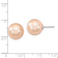 thumbnail image 3 of Sterling S Majestik Rh-pl 12-13mm Pink Imitat Shell Pearl Stud Earrings; for Adults and Teens; for Women and Men, 3 of 3