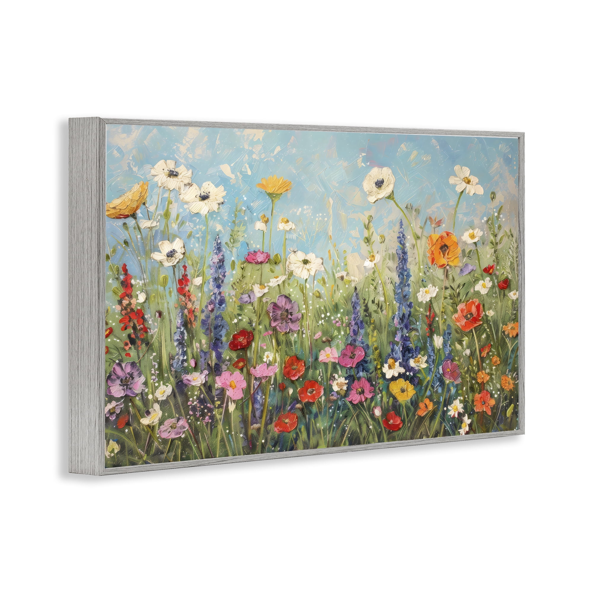 Stupell Industries Wildflower Field of Spring Blooms Gray Framed Giclee Art, design by Creative Studio