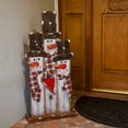 thumbnail image 5 of Alpine Corporation Holiday Décor 35-inch Wooden Snowmen Trio with Scarves Statue, White, 5 of 13