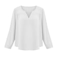 thumbnail image 3 of YFNNUP Linen Shirts for Women V Neck Tunic Shirts Lightweight Long Sleeve Solid Top Spring Vacation Tops Casual Travel Blouses, 3 of 7