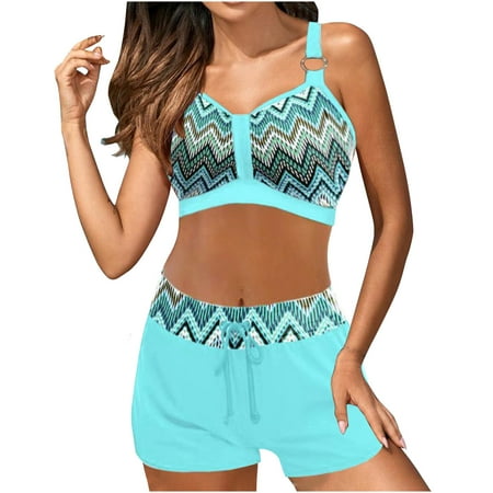 Abomasnow Women s Two Piece High Waisted Bikini Sets Tummy Control Swimsuits with Boyshorts Sporty Athletic Bathing Suits Cheeky Modest Swimwear