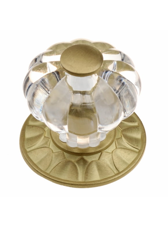 1-1/4-inch Clear Acrylic Melon Cabinet Knob with Satin Gold Backplate - 235140-SG ( Pack of 5)