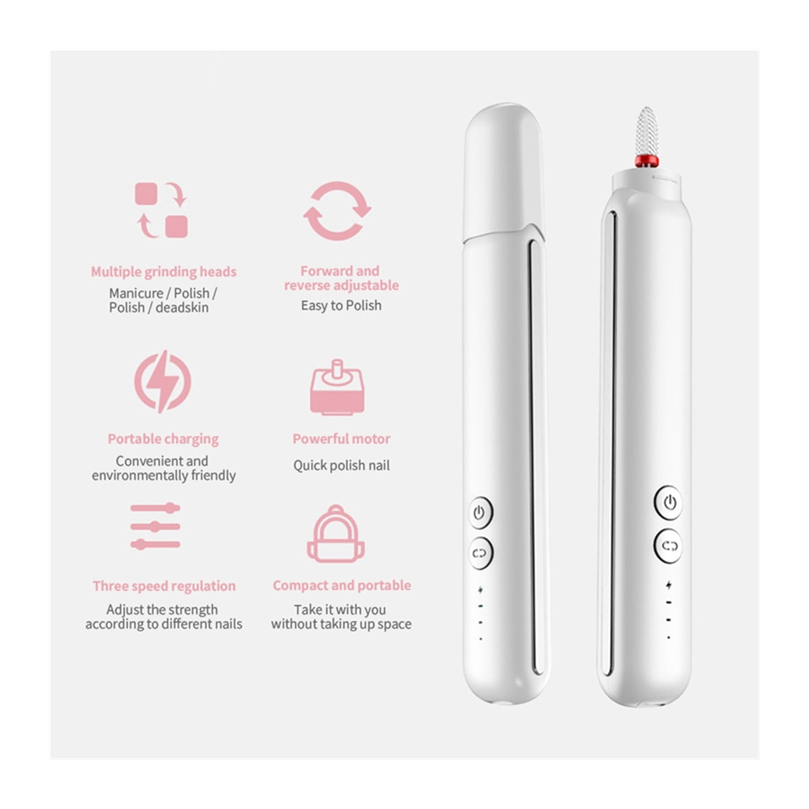 Professional Nail Drill Machine, Electric Manicure Milling Cutter Set, Nail Files Drill Bits, Gel Polish Remover Tools