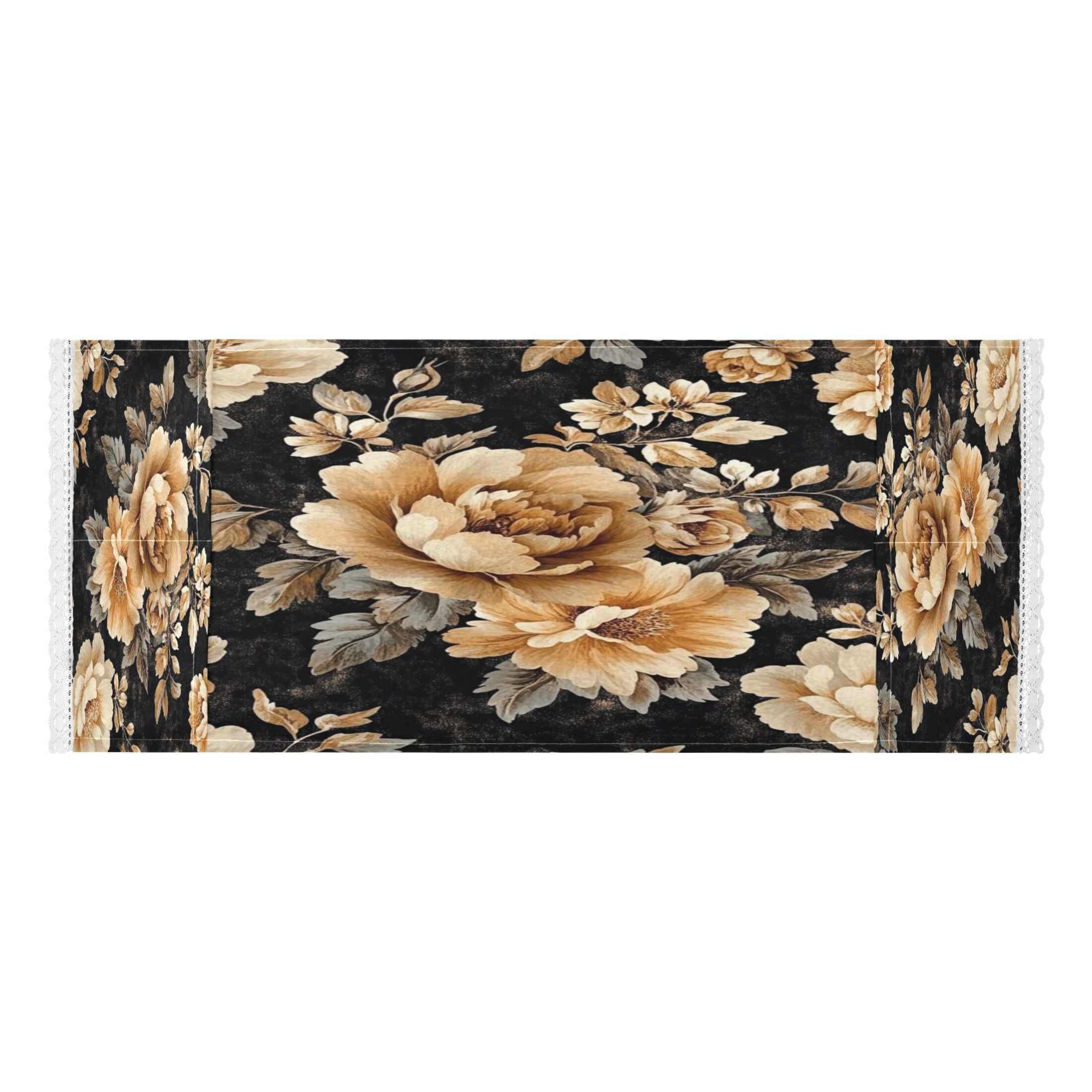 WOBOGO Brown and Beige Flowers Pattern Washing Machine Cloth Dryer Refrigerator Top Cover Protective Non-Slip Mat For Kitchen Laundry