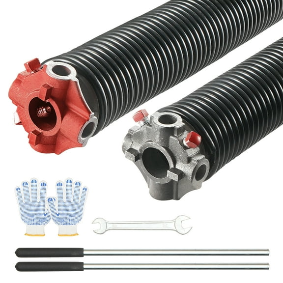 VEVOR Garage Door Torsion Springs, 16000 Cycles, Pair of 0.25 x 2 x 30inch, Garage Door Springs with Non-Slip Winding Bars, Mounting Tool and Gloves, Electrophoresis Coated, for Replacement