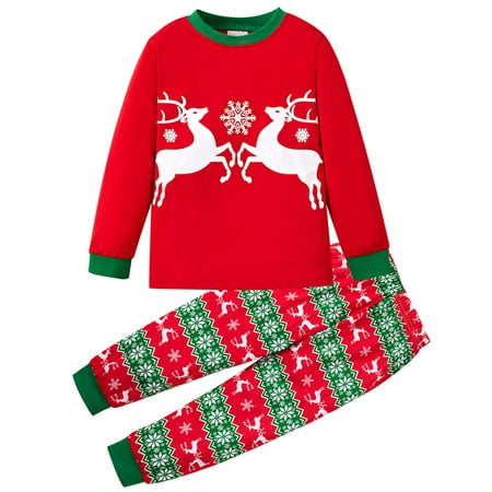 

Christmas Pajamas for Toddlers Boys Girls Cotton Kids Reindeer Santa Pjs Holiday Clothes for Baby Long Sleeve 2 Pieces Sleepwear Sets 1-8T
