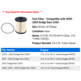 Fuel Filter - Compatible with 2000 - 2009 Dodge Ram 2500 2001 2002 2003 ...