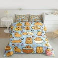 thumbnail image 2 of jejeloiu Cartoon Capybara Animals Queen Comforter Set,Cute Daisy Floral Bedding Comforter Set For Capybara Lover Reversible 3pcs, 2 of 8