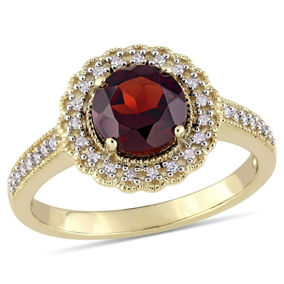 Everly Women's Garnet Yellow Gold Plated Ring