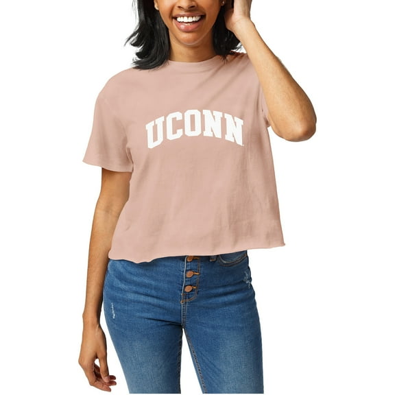 Women's Official League Light Pink UConn Huskies Clothesline Cropped T-Shirt