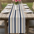 thumbnail image 4 of Beige Navy Blue Striped Table Runner - 36 Inch Long Farmhouse Stripes Modern Abstract Art Cotton and Linen Blended Dress Scarves Farmhouse Table Runner for Kitchen Dining, Coffee Table, 13" x 36", 4 of 8