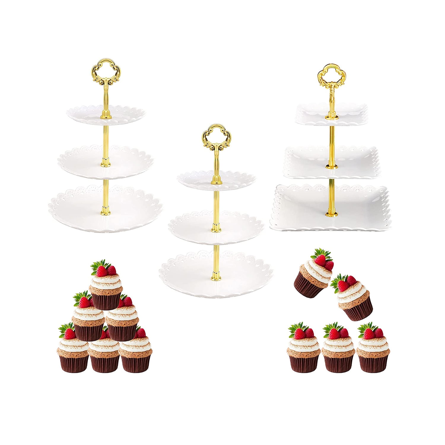 3Pack 3Tier Cupcake Dessert Tower Cupcake Stand