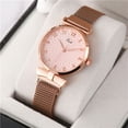 thumbnail image 4 of rygai 2Pcs/Set Women Watch Bracelet Kit Round Dial Numerals Pointer Shiny Accurate Decorative Gift Ladies Quartz Wristwatch Rhinestone Bangle for Daily Life,Rose Gold, 4 of 8