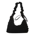 thumbnail image 1 of Bolsos de burbujas para mujer, bolsos de mano de color sólido con correa suave con cordón (negro), 1 of 9